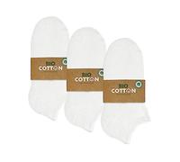 mehrstrumpf 8/12 pares niños 100% cultivo orgánico zapatillas calcetines niños y niñas sin costura (modelo: Biolivia), 12 pares (blanco), 35-38