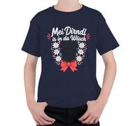 MEI Dirndl is in da Wäsch Oktoberfest Wiesn - Camiseta infantil, azul marino, 152
