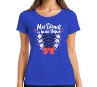 MEI Dirndl is in da Wäsch Oktoberfest Wiesn - Camiseta para mujer, azul, 3XL