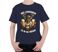 MEI Lederhosn is in da Wäsch Hirsch - Camiseta infantil, azul marino, 116