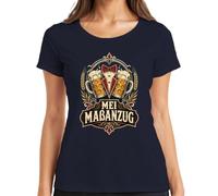 MEI Traje a medida Oktoberfest Bierkrug Tracht Damen T-Shirt, azul marino, XXL