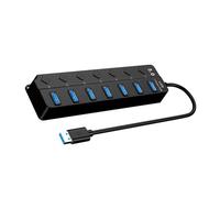MEIBAOGE Adaptador USB 3.0 con 7 puertos alimentados con interruptores individuales de luces para unidades intermitentes, PC, laptop, consolas de juegos