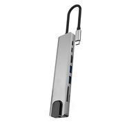 MEIBAOGE Adaptador USB C pequeño con concentradores USB C con acceso rápido a tarjeta de memoria de carga RJ45 PD100w para profesionales de viaje