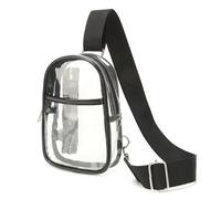 MEIBAOGE - Bolsa de hombro transparente de PVC resistente al agua, bolsa cruzada informal para conciertos de estadio, eventos deportivos, Negro, Length 15cm
