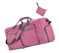 MEIBAOGE Bolsa de lona plegable para mujer, de gran capacidad, práctica bolsa de deporte de nailon con correa para el hombro, Rosado, Length 36cm