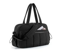 MEIBAOGE Bolsa de lona resistente al agua para mujer con bolsillo húmedo para viajes y gimnasio, espaciosa bolsa de hombro, Negro -, Length 32cm