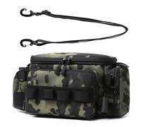 MEIBAOGE Bolsa de transporte portátil para equipo de pesca con múltiples bolsillos, bolsa para aparejos de pesca al aire libre, impermeable, bolsa de hombro de tela Oxford, Noche Oscura, As Shown
