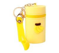 MEIBAOGE Bolsas de silicona portátiles para monedas con llavero, estuche para pintalabios de dibujos animados, bolsa de cambio para mujeres y niñas, Banana, Length 7cm