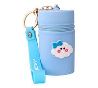 MEIBAOGE Bolsas de silicona portátiles para monedas con llavero, estuche para pintalabios de dibujos animados, bolsa de cambio para mujeres y niñas, Nubes sonrientes, Length 7cm