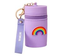 MEIBAOGE Bolsas de silicona portátiles para monedas con llavero, estuche para pintalabios de dibujos animados, bolsa de cambio para mujeres y niñas, Arco iris, Length 7cm