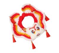 MEIBAOGE Bufanda de baile de leones para mascotas, collar ajustable de punto para bailar leones y accesorios para perros de Año Nuevo chino
