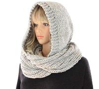MEIBAOGE, Bufanda Infinita de Punto con Capucha de Invierno para Mujer, Chal a Prueba de Viento, Abrigo con Orejeras, Calentador de Cuello, Bufanda con Capucha, Gris Claro