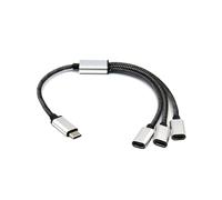 MEIBAOGE Cable divisor USB C macho a 3 USB C hembra, convertidor de múltiples concentradores, puerto USB C, adaptador dividido de alimentación de 11.8 pulgadas