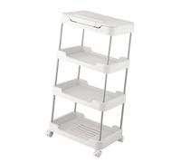 MEIBAOGE Carrito rodante de 3 niveles/4 niveles con mesa y cajón, estantería móvil para uso doméstico y de oficina
