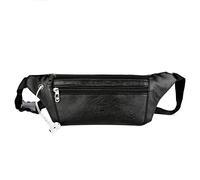 MEIBAOGE Cinturón de Cuero PU para Hombre, riñonera, riñonera, Bandolera, Bandolera, Deportiva, con Cremallera, Bolsa de Almacenamiento, Color Negro