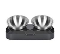 MEIBAOGE Cuencos Perros y Gatos con Soporte Elevado, alimentador de Agua para Comida para Cachorros y Mascotas, Plataforma Inclinada de 15 °, Almacenamiento de Collar, Plata-B