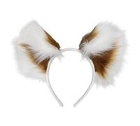 MEIBAOGE Diadema con forma de oreja de mapache de dibujos animados, cola larga, para juegos de rol, fiesta, para adolescentes, mujeres, ver tabla de tallas, diadema color camello blanco