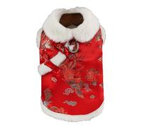 MEIBAOGE Disfraz grueso para mascotas, traje de Año Nuevo chino para perros pequeños y gatos, ideal para fiestas de invierno y fotos de vacaciones