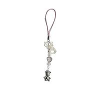 MEIBAOGE Elegante llavero con dije de teléfono con lazo y flor para niñas y mujeres, accesorio de joyería de moda