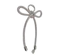 MEIBAOGE Elegante llavero con lazo de diamantes de imitación, elegante colgante de mochila con lazo, joyería hecha a mano para mujer