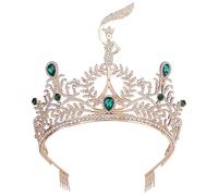 MEIBAOGE Elegantes coronas de cristal multicolor con peine, coloridas coronas de concurso, tiaras únicas para bailes de graduación y Halloween, Length 16cm, aleación