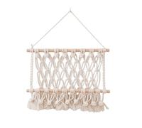 MEIBAOGE Estante de almacenamiento de cuerda de algodón hecho a mano, práctico organizador de muñecas montado en la pared, organizador de libros, decoración de estantes, aproximadamente 40 x 30 cm,