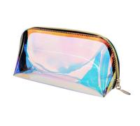 MEIBAOGE Estuche de cosméticos holográfico Transparente Estuche de Maquillaje Estuche para artículos de tocador Organizador de Viaje, Estuche de Maquillaje-Beige-L