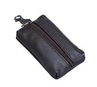 MEIBAOGE Funda para llaves de coche, de piel sintética, pequeña, con cremallera, organizador de llaves, para hombres y mujeres, 12 x 7,6 cm, color marrón
