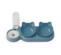 MEIBAOGE Innovador dispensador automático de agua para mascotas con cuencos dobles para alimentar y beber cuenco transparente para gatos y perros