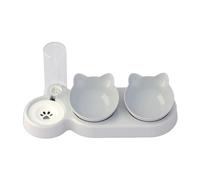 MEIBAOGE Innovador dispensador automático de agua para mascotas con cuencos dobles para alimentar y beber cuenco transparente para gatos y perros