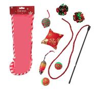 MEIBAOGE Juego de juguetes de Navidad para mascotas, con temática navideña, para gatos, durabilidad, inocuidad, juguete para mascotas para entretenimiento en el hogar