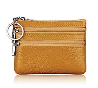 MEIBAOGE Mujeres Hombres Monedero de Cuero Monedero Tarjeta Cartera Embrague Doble Cremallera Bolsa pequeña de Cambio, Monedero Billetera-Amarillo