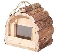 MEIBAOGE Nido de cría de aves silvestres de madera natural para pájaros silvestres, casa de anidación de pájaros al aire libre, nido colgante para pinzones