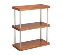 MEIBAOGE Organizador de tazas multicapa, elegante estante de almacenamiento de tazas de café de madera de 3 niveles para sala de estar, suministros de organización del hogar