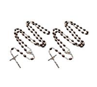 MEIBAOGE Paquete de 2 collares de rosario de madera con colgante de cruces para católicos cristianos, cadena de oración, comunión religiosa, Bead chain straightened: 40cm, aleación de madera