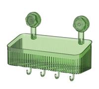 MEIBAOGE Potente estante de baño con ventosa para montar en la pared, cesta de almacenamiento de plástico, práctico soporte para herramientas de maquillaje