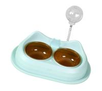 MEIBAOGE Práctico cuenco doble para mascotas, cuenco de riego para alimentos, cuenco de alimentación para gatos, suministros para mascotas