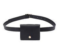 MEIBAOGE Riñonera de Cuero PU para Mujeres y niñas, riñonera Informal, Bolsillo clásico para teléfono Celular, Bolso de Cintura-Negro