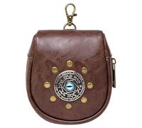 MEIBAOGE Riñonera medieval de piel sintética con relieve, monedero retro para fiesta de Halloween, accesorio de disfraz, Café, Length 12cm