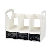 MEIBAOGE Soporte de escritorio con 3 cajones extensibles, acabado multiusos para escritorio, revistas, soporte para libros, soporte para libros, ahorro de espacio, organizador de escritorio