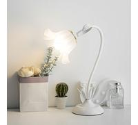 meibeileil Flores Lamparas de Mesita de Noche,DIY Flexo LáMpara de Mesa con 3 Luces,LáMpara de Escritorio de Lectura Moderno Regulable,Lampara Escritorio para NiñAs,Sala de Estar,Dormitorio,Blanco.
