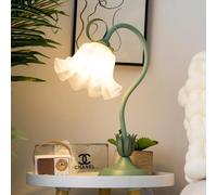 meibeileil Flores Lamparas de Mesita de Noche,DIY Flexo LáMpara de Mesa con 3 Luces,LáMpara de Escritorio de Lectura Moderno Regulable,Lampara Escritorio para NiñAs,Sala de Estar,Dormitorio,Verde.