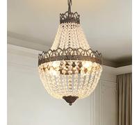 meibeileil LáMpara De ArañA Vintage De Cristal,E14 Con Cadena Ajustable L1m, 4 Luces Para Mesa De Comedor,Lamparas Techo Negro-Dorado Antiguo,60W,Ø32X50cm
