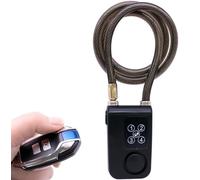 Meichoon Bike Lock Alarma Antirrobo Vibración Control remoto inalámbrico Smart Keyless con longitud de cable de 31 pulgadas Cadena de cable de acero digital de seguridad Impermeable