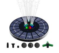 Meichoon Bomba solar de fuente con luz LED de 4 W con 6 boquillas regulares, 1 boquilla giratoria para baños de pájaros, jardines, piscinas, estanques