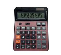 Meichoon Grande Calculadora Sobremesa Bateria Solar Comercial Función Estándar Doble Potencia con Pantalla LCD 14 Dígitos Conveniente para Oficina y Hogar Rojo KA06