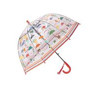 Meichoon Paraguas de varilla para niños con diseño de oso Transparente Cúpula de 70cm/27.5'' Resistente al viento y a la lluvia Apertura automática Cómodo mango Rojo