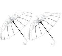Meichoon Paraguas de viaje Clear Bubble para bodas bajo la lluvia 16 costillas Tamaño grande a prueba de viento Auto Open See Through para mujeres y hombres Paquete de 2 blancos