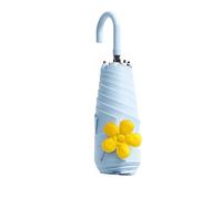 Meichoon Paraguas de viaje compacto Resistente al viento y a prueba de lluvia parasol solar con protección UV al 99,9% y recubrimiento negro anti-UV UPF 50+ Mini portátil pequeño mango curvo