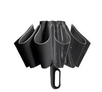 Meichoon Paraguas de Viaje Invertido Portátil de Gran Tamaño Plegable con Diseño de Gancho Rotatorio Inteligente y Franja Reflectante Impermeable y a Prueba de Viento de Nanotecnología Negro